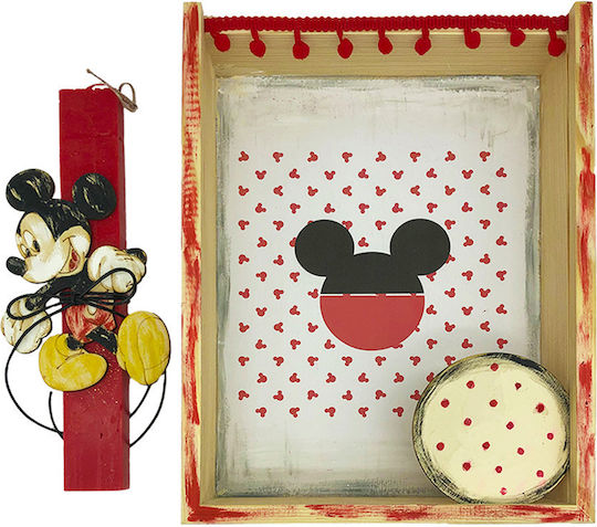 Easter Candle Flat Handmade Mickey Set with Handmade Frame Red