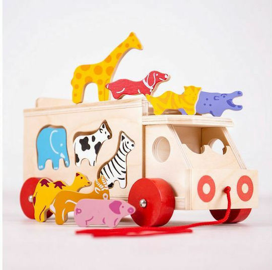 Big Jigs Παιχνίδι Ταξινόμησης Σχημάτων Animal Shape Lorry από Ξύλο με Μουσική για 18+ Μηνών