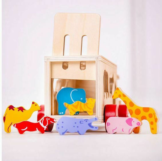 Big Jigs Παιχνίδι Ταξινόμησης Σχημάτων Animal Shape Lorry από Ξύλο με Μουσική για 18+ Μηνών