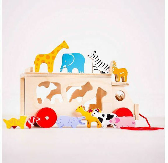 Big Jigs Παιχνίδι Ταξινόμησης Σχημάτων Animal Shape Lorry από Ξύλο με Μουσική για 18+ Μηνών