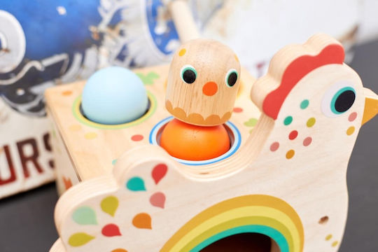 Djeco Spiel mit Hammer Basis Hämmerchen Huhn aus Holz für 18++ Monate