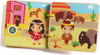 iwood Activity Book Western Cowboy Wooden Storybook made of Wood for 12++ Months