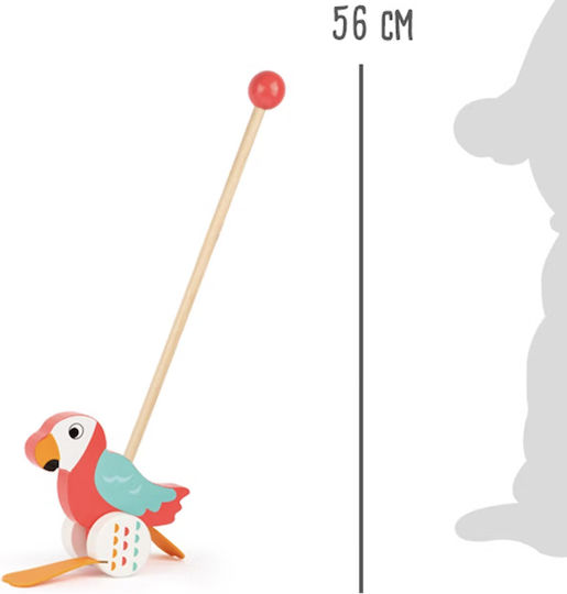 Small Foot Pull-Along Toy Pull-along Parrot Lori made of Wood with Sounds for 24++ Months