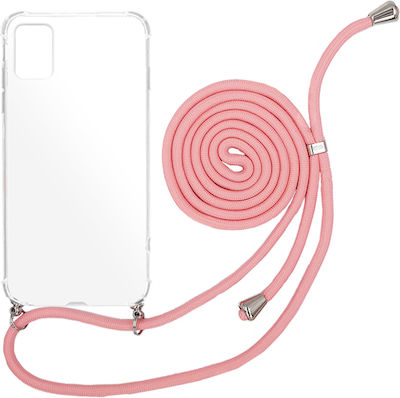 Silicone Back Cover with Strap Transparent / Pink (Galaxy A31)