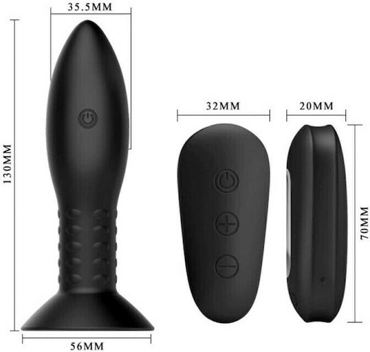 Mr. Play Anal Plug mit kabelloser Funktion und Vibration Schwarz 13cm