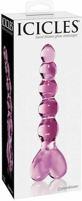 Pipedream Icicles No 43 Hand Blown Glass Massager Anal Plug Pink 15cm PD2943-00