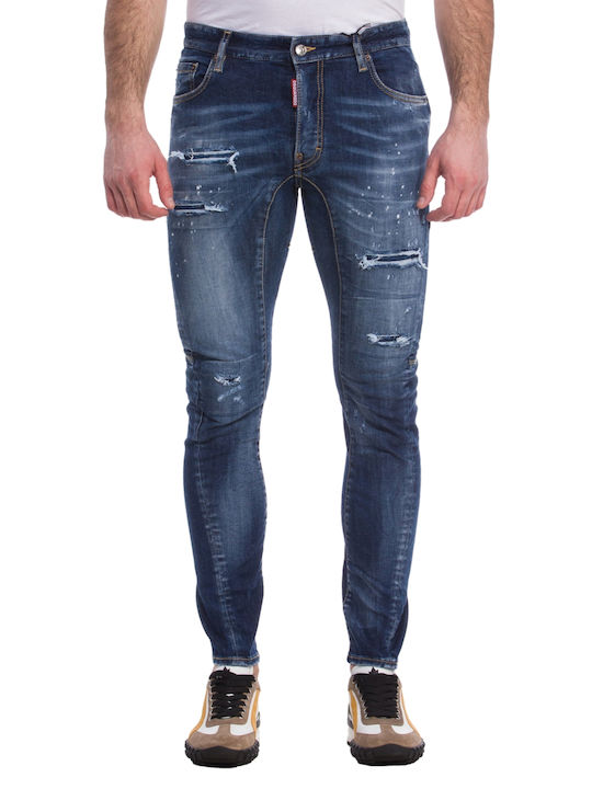 Tidy Biker Men's Jeans Pants Elastic Blue