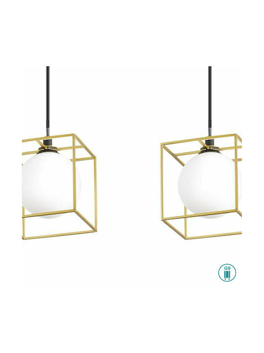 Ideal Lux Lingotto Pendant Light Three-Light Rail for Socket E14, E.14 Gold