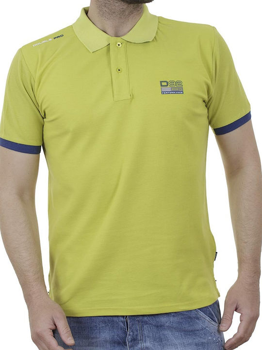 Double Ανδρικό T-shirt Polo Lime