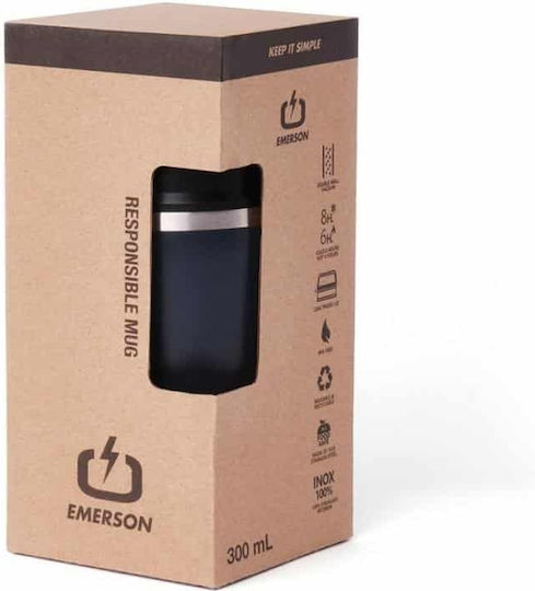Emerson Ανακυκλώσιμο Ποτήρι Θερμός Ανοξείδωτο BPA Free 300ml Blue Black