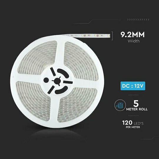 V-TAC Αδιάβροχη Ταινία LED 12V Ψυχρό Λευκό Φως 5m Τύπου SMD3528