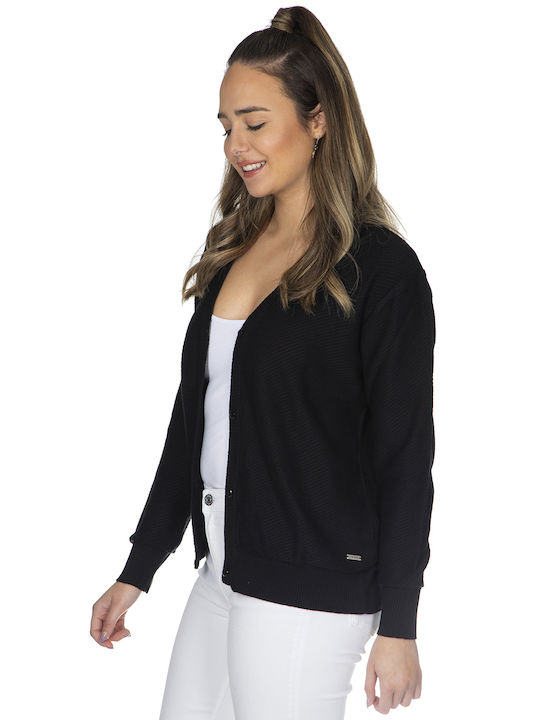 Short jacket with buttons -100% organic cotton-60151Z Black