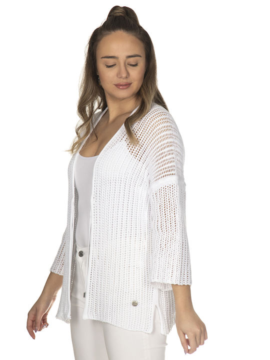 Cardigan with hole in the design -100% organic cotton-7010 White