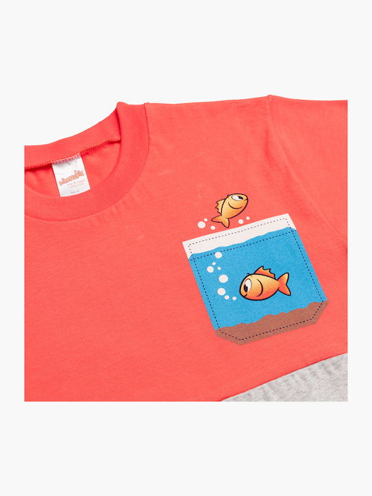 Minerva Παιδική Πιτζάμα Καλοκαιρινή Πορτοκαλί Fish