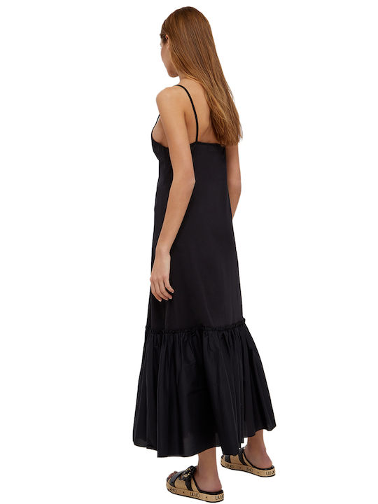 Liu Jo Maxi Καλοκαιρινό All Day Φόρεμα με Τιράντα Μαύρο