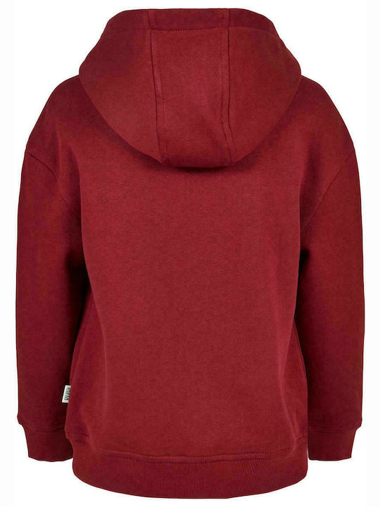 Urban Classics Fleece Kinder Sweatshirt mit Kapuze Burgundisch