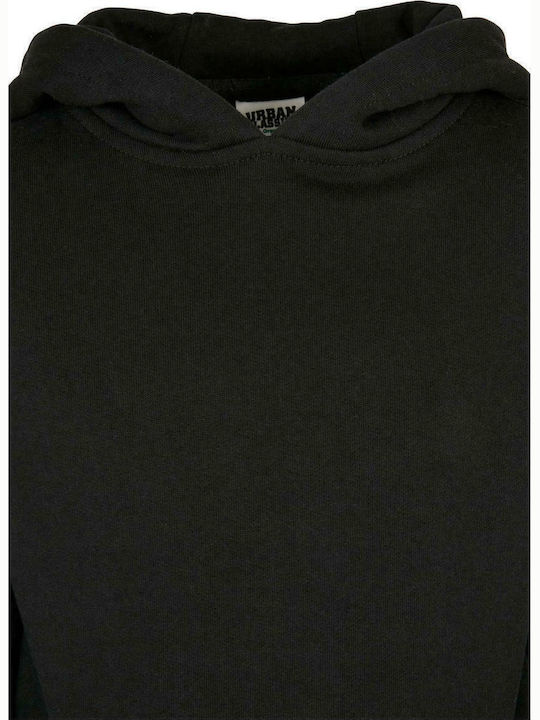Fleece Kids Sweatshirt with Hood and Pockets Black Organic