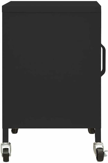 Metallisches Büroaufbewahrungsschubladenschrank mit Rädern Schwarz 60x35x49cm