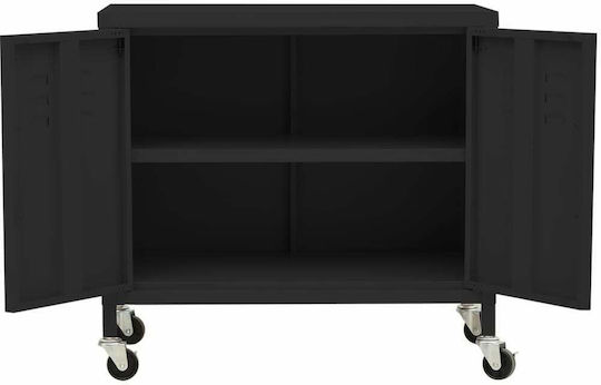 Metallisches Büroaufbewahrungsschubladenschrank mit Rädern Schwarz 60x35x49cm