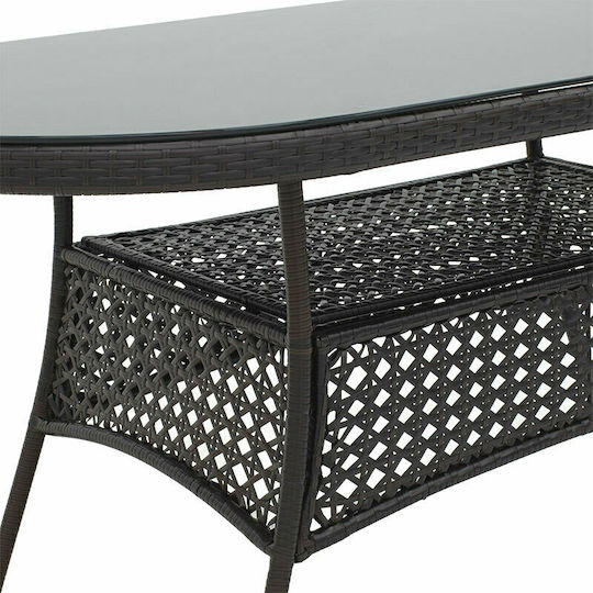 Masa pentru spații exterioare Rattan cu suprafață din sticlă Cellin CAFE 160x80x77buc