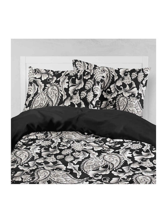 Borea Duvet Cover Cotton Queen 220x240 Victorian 046101086082 Black Velvet-Black Metal