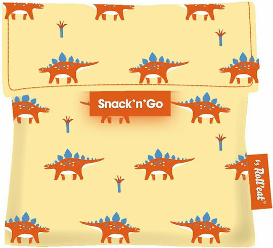 Ecolife Snack n' Go School Food Case 1lt Beige Dinosaurs 16 x 16 x 16cm