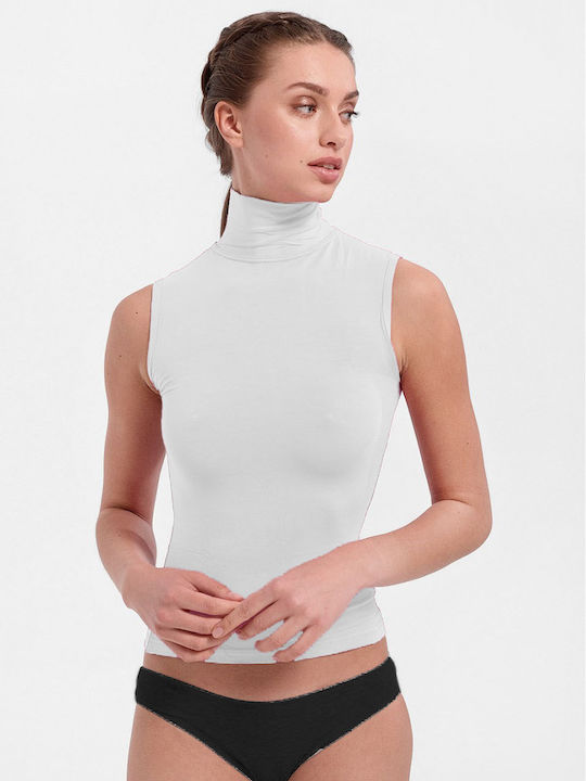Women's Sleeveless Turtleneck T-Shirt White
