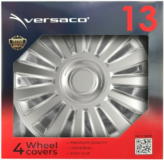 AMiO Σετ Τάσια Αυτοκινήτου Hubcap Luxury 13" 4τμχ Ασημί