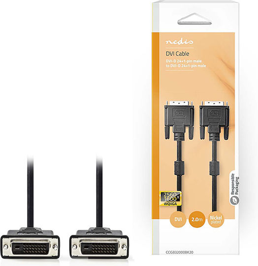 Nedis 2m DVI-D male to DVI-D male Cable Black (CCGB32000BK20)