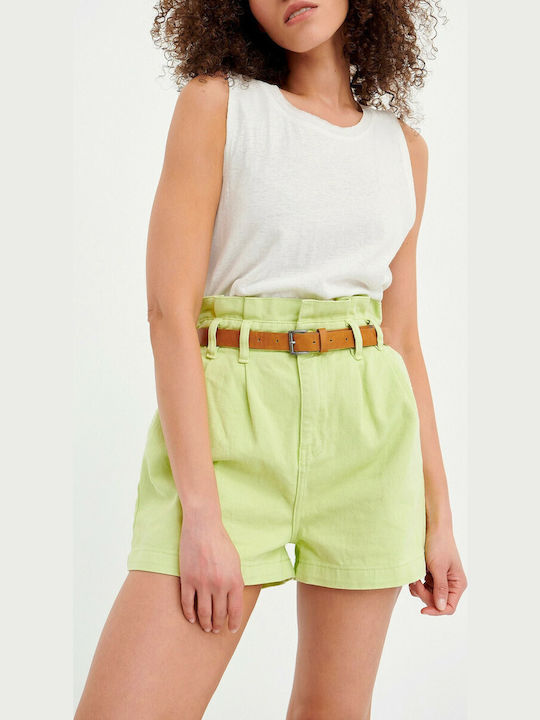 Γυναικείο Τζιν Ψηλόμεσο Σορτς Lime Green