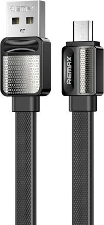 Remax Braided / Flat USB 2.0 to micro USB Cable Μαύρο 1m (RC-154M)