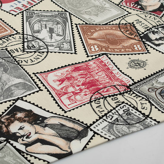 Dimcol Vintage Post Stamps Αλέκιαστο 482 Ecru 140x180εκ.