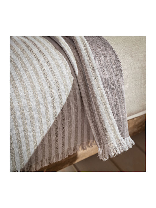 Gofis Home Lined 309 Armchair Throw Knitted 180x180cm 21 Sand