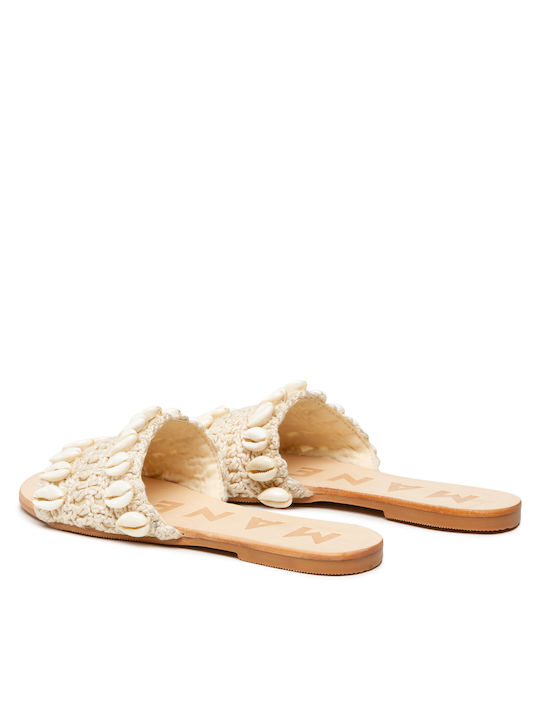 Leather Women's Flat Sandals Natural