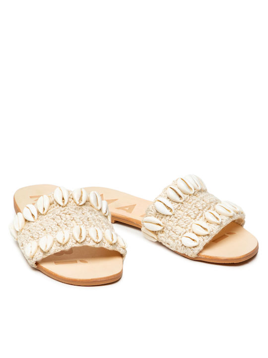 Leather Women's Flat Sandals Natural