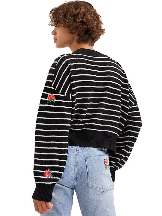 Desigual Saint Tropez Women's Long Sleeve Sweater Striped Black