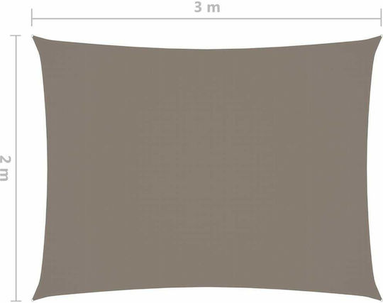 vidaXL Rectangular Shade Sail Beige With Hoop & with PU Coating 2x3m