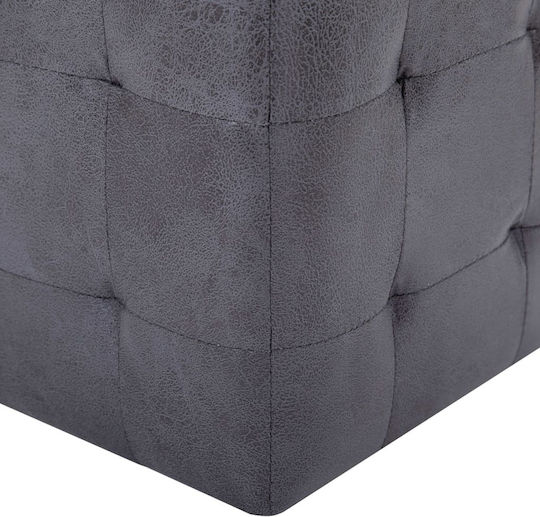 Noptiere cu Piele Ecologică Gri 2buc 30x30x30cm