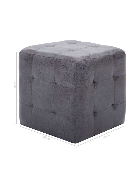 Noptiere cu Piele Ecologică Gri 2buc 30x30x30cm