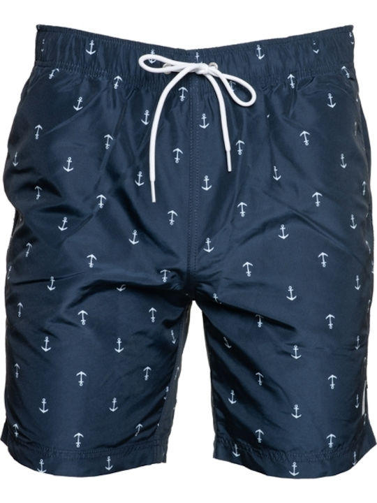 Men's Swimwear Shorts Navy Blue with Patterns
