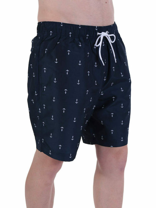 Men's Swimwear Shorts Navy Blue with Patterns