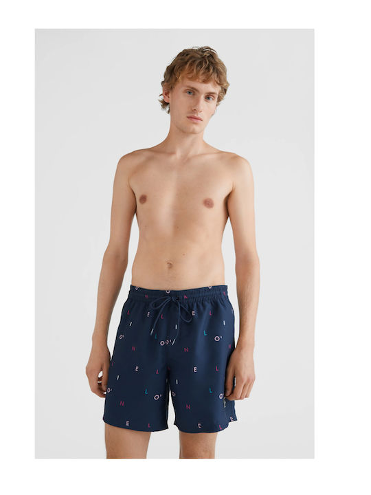 Men's Swimwear Shorts Navy Blue with Patterns