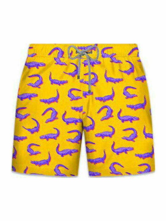 Crocodile Herren Badebekleidung Shorts Gelb mit Mustern