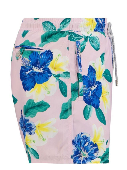 Hibiscus Herren Badebekleidung Shorts Rosa mit Mustern