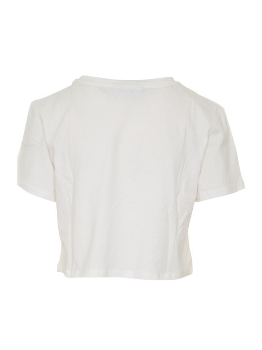 Bluze Damă de Vara Crop Top Bumbac Mâneci Scurte Alb
