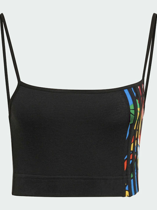 Bluze Damă Crop Top Bumbac Cu Bretele Negru