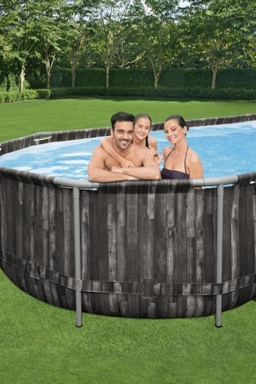Bestway Oval Swimming Pool PVC 25,495 liters with Metallic Frame 732x366x122 cm Gray
