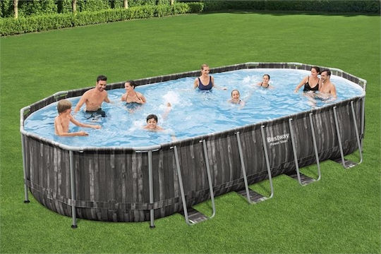 Bestway Oval Swimming Pool PVC 25,495 liters with Metallic Frame 732x366x122 cm Gray