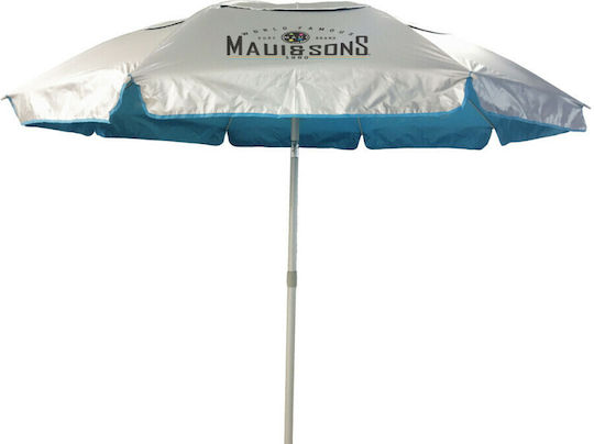 Maui & Sons Σπαστή Ομπρέλα Θαλάσσης Αλουμινίου Διαμέτρου 2.2m με UV Προστασία και Αεραγωγό Μπλε