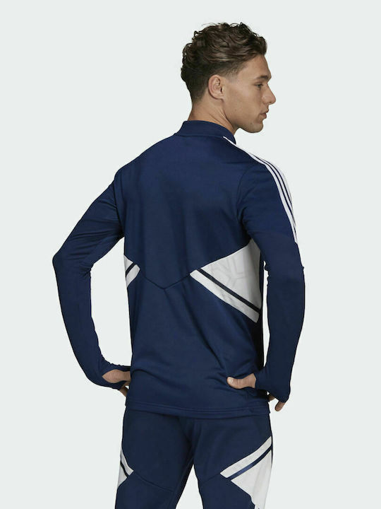 Adidas Condivo 22 Men's Athletic Long Sleeve Blouse with Zipper Navy Blue